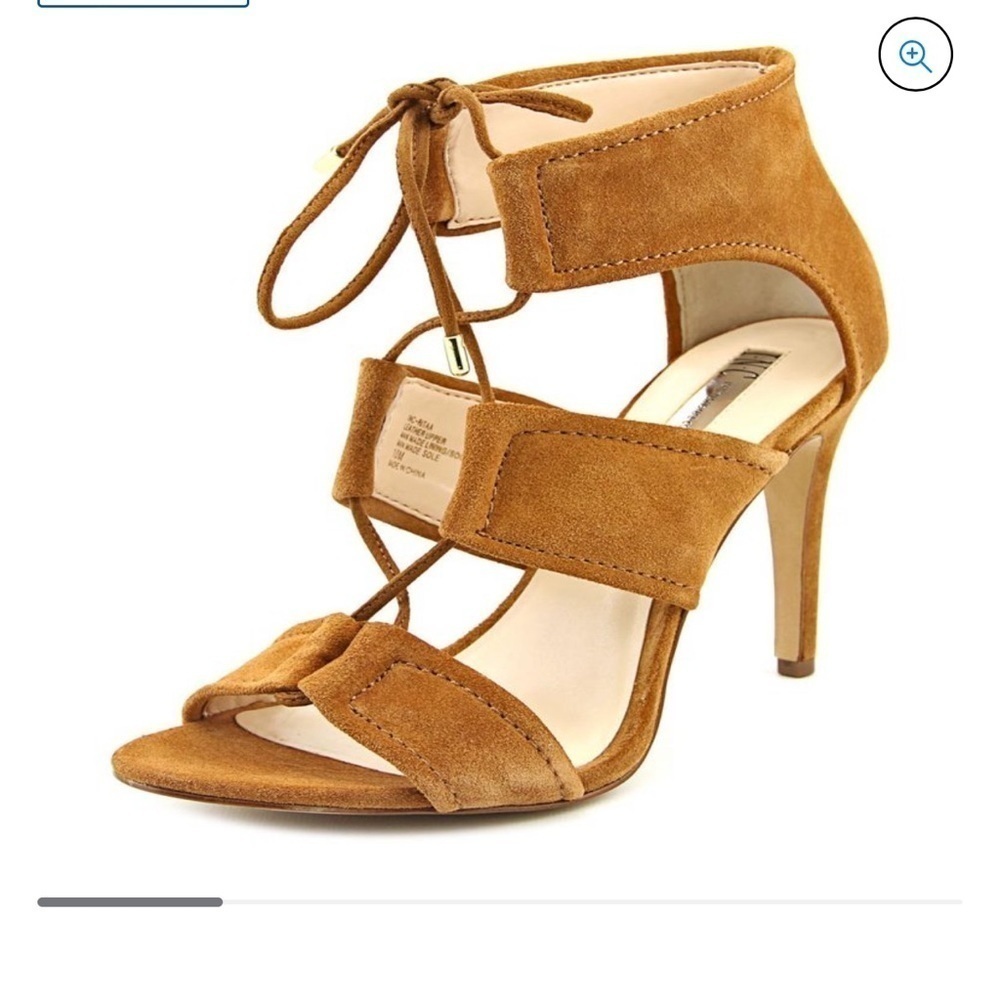 INC Rita A Toast suede lace‎ up sandals Sz 9.5
